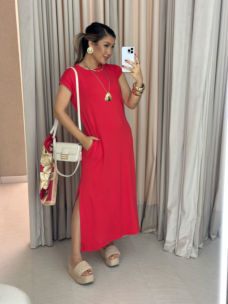 VESTIDO ARIANE MALHA VERMELHO - 0059540006 - CAROLLA FERRARO