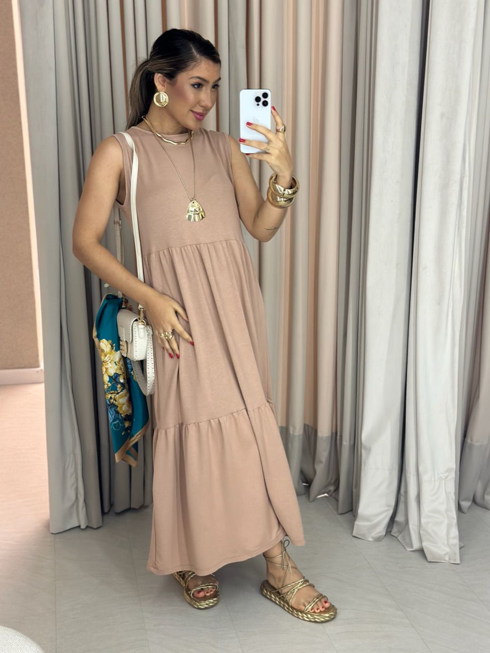 VESTIDO GILDA CAVADO Nude - 0059440049 - CAROLLA FERRARO