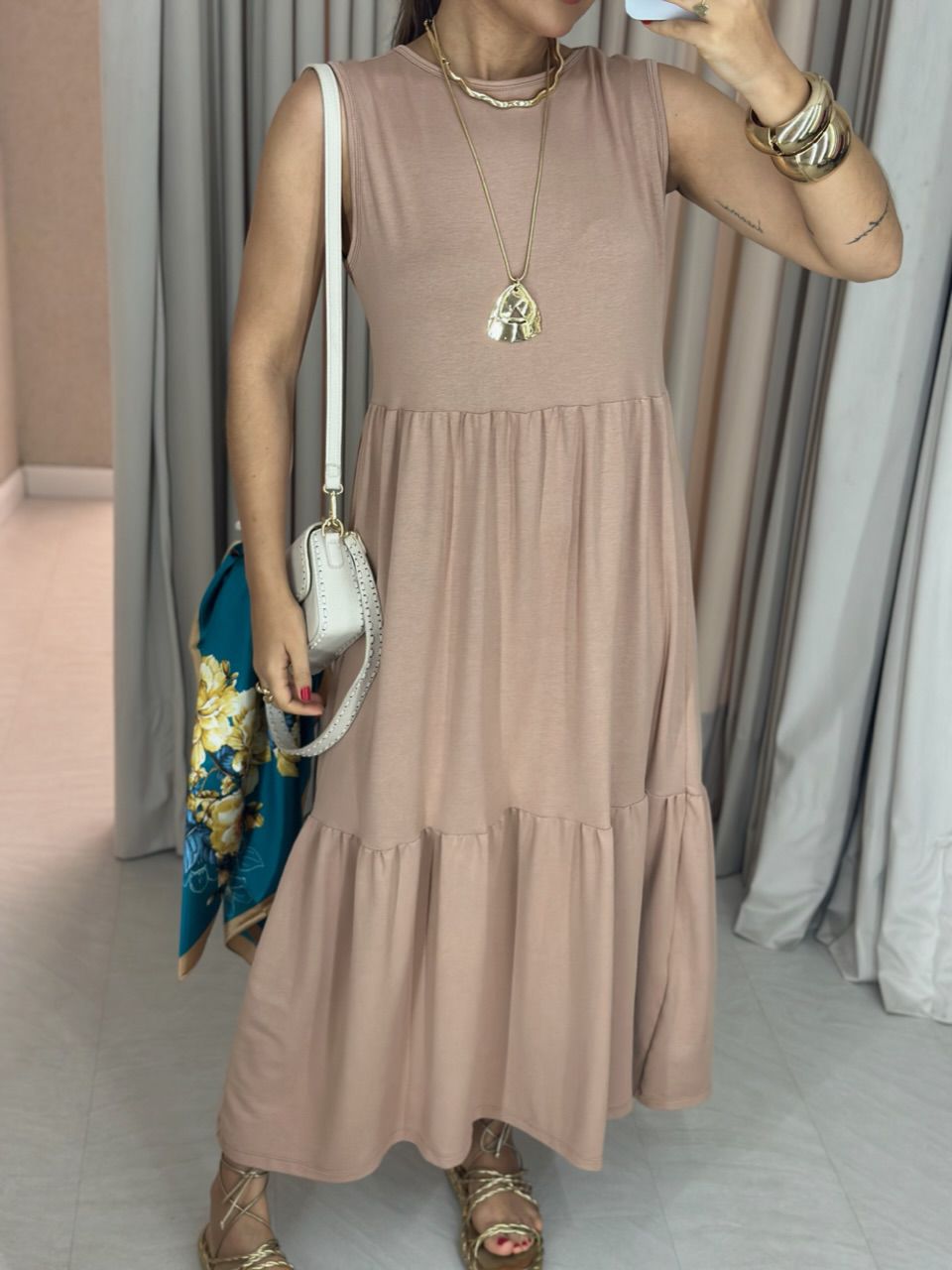 VESTIDO GILDA CAVADO Nude