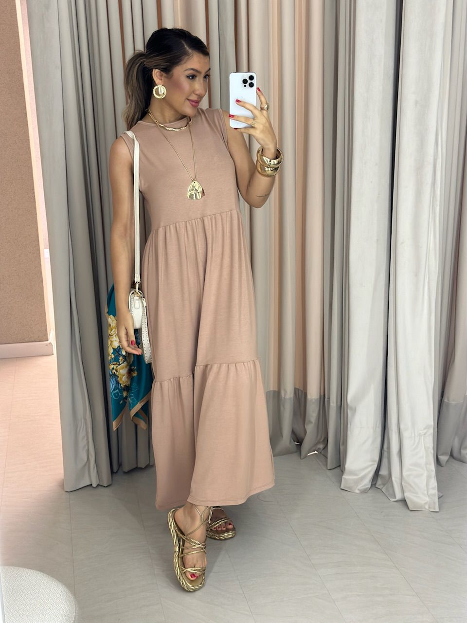 VESTIDO GILDA CAVADO Nude