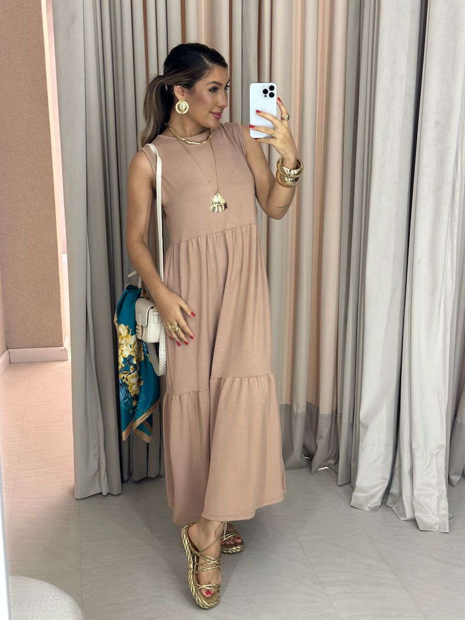 VESTIDO GILDA CAVADO Nude
