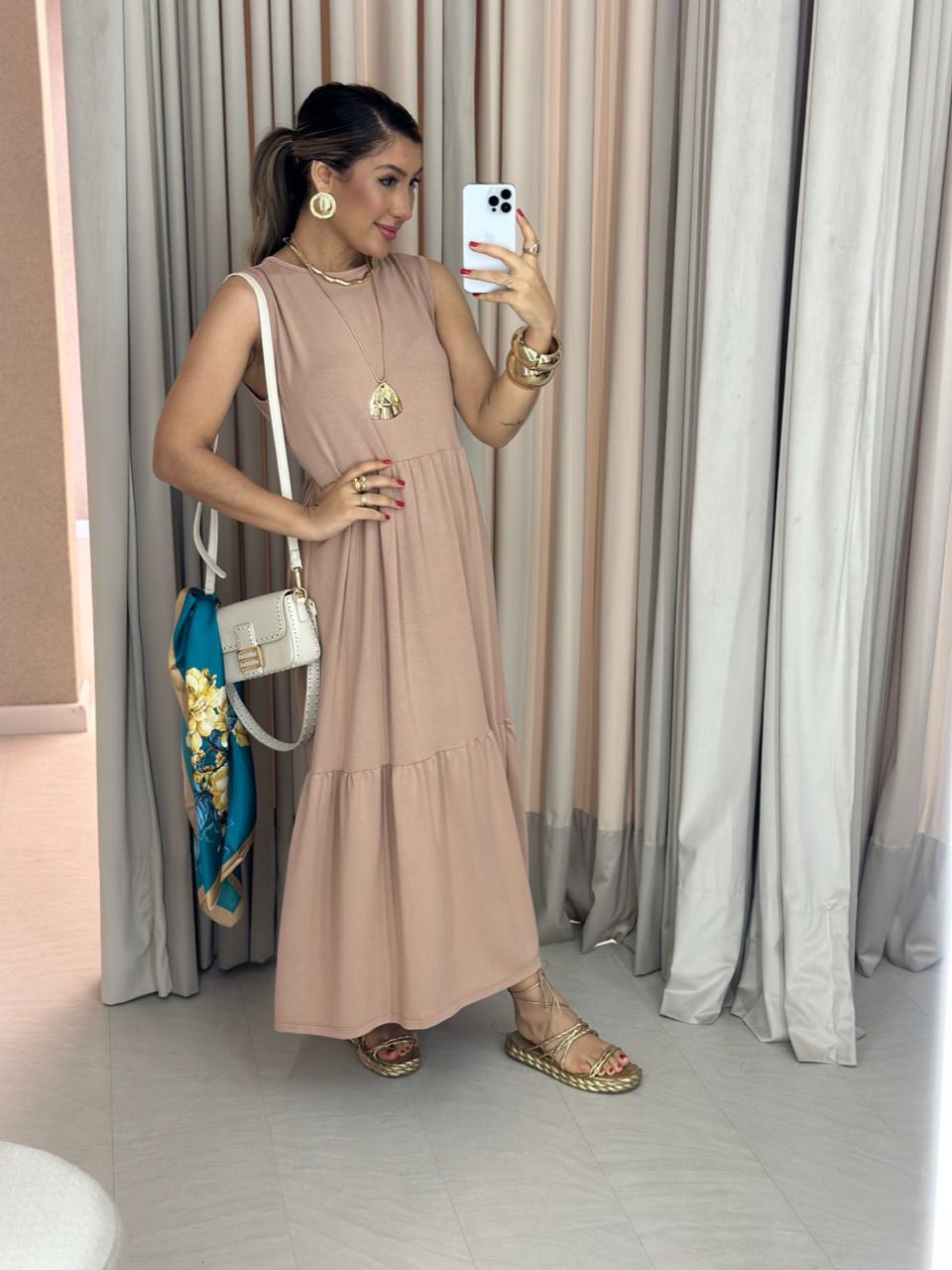 VESTIDO GILDA CAVADO Nude