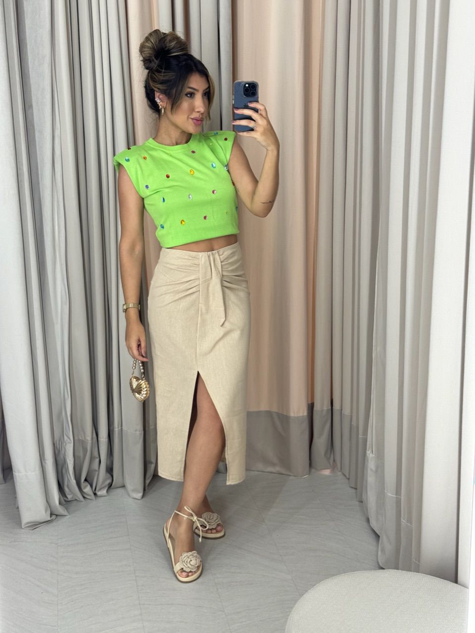 BLUSA LUIZA PEDRARIA COLORS VERDE