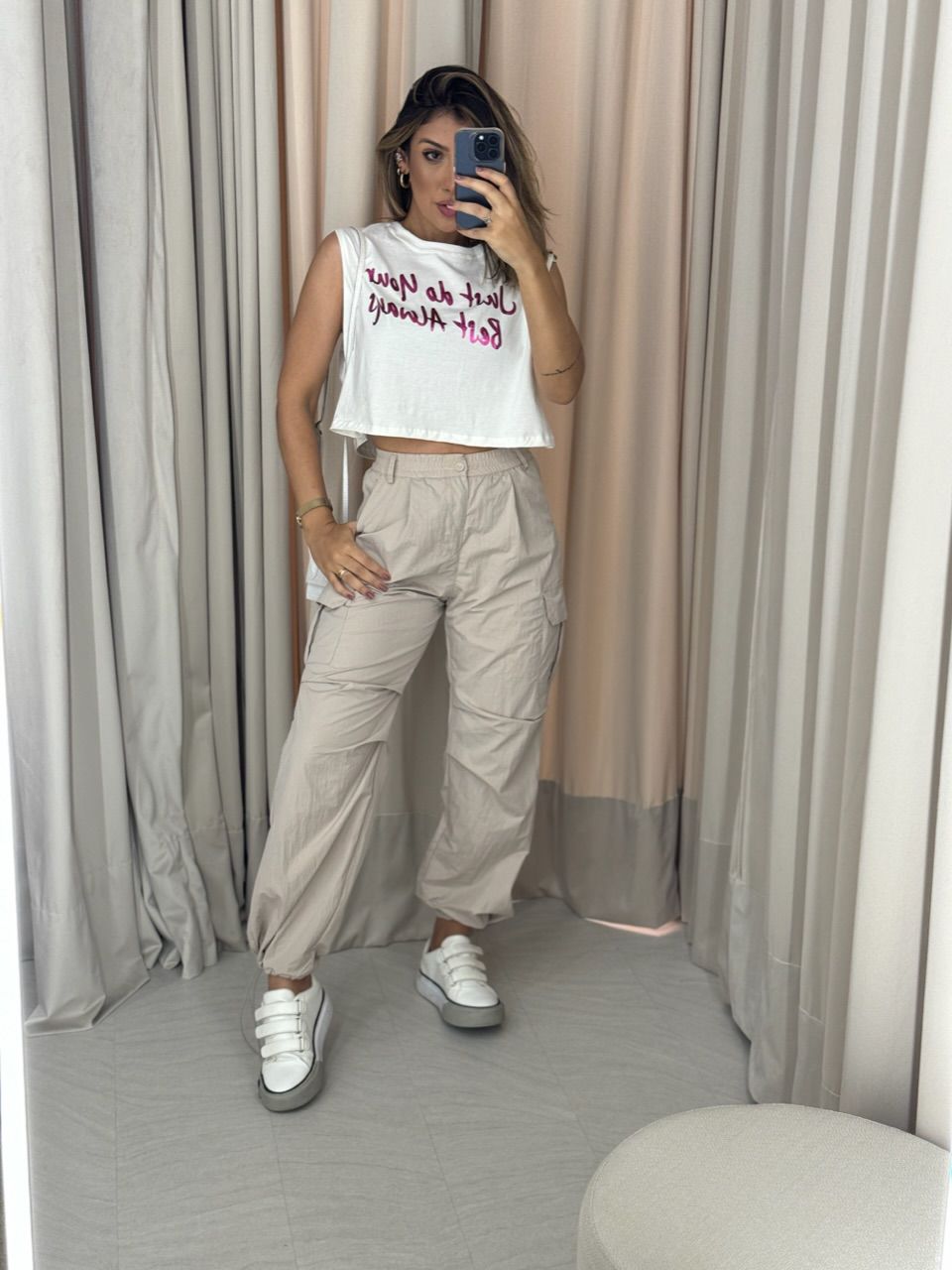 CALÇA BRENDA PARACHUTE AREIA