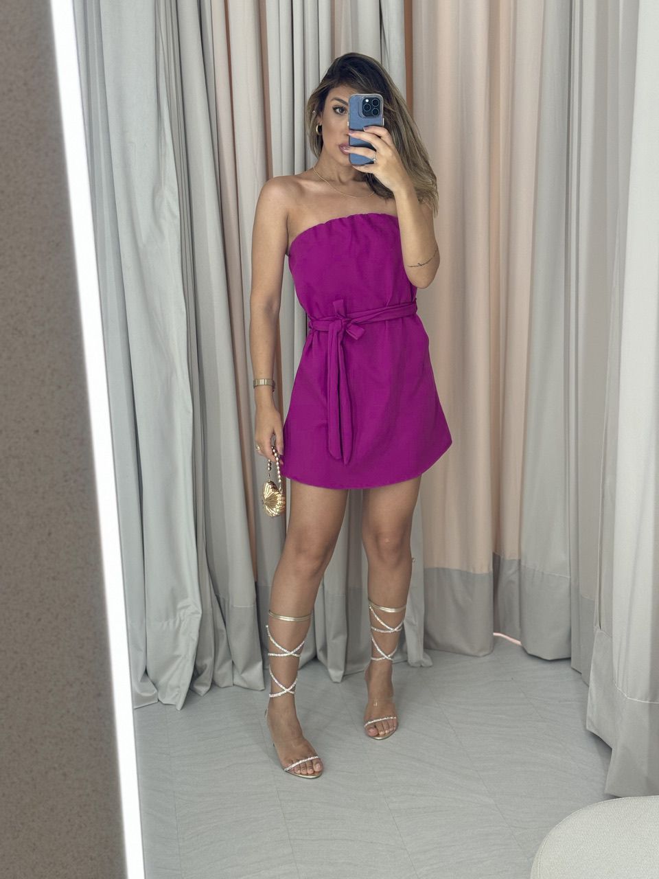 VESTIDO MARIANA TOMARA QUE CAIA FUCSIA