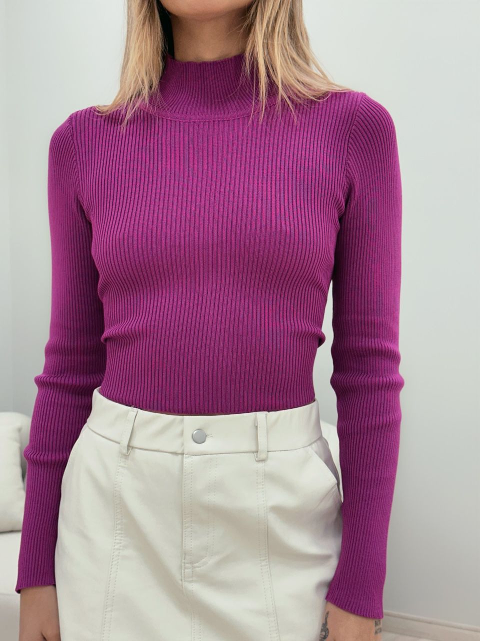 BLUSA COSTAS ABERTA TRICOT FUCSIA