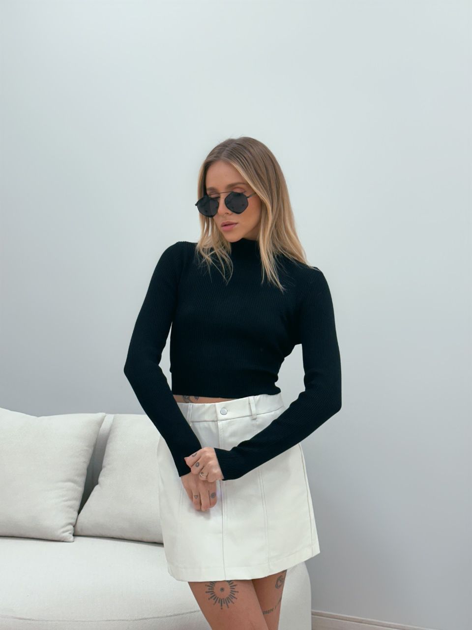 BLUSA COSTAS ABERTA TRICOT PRETA