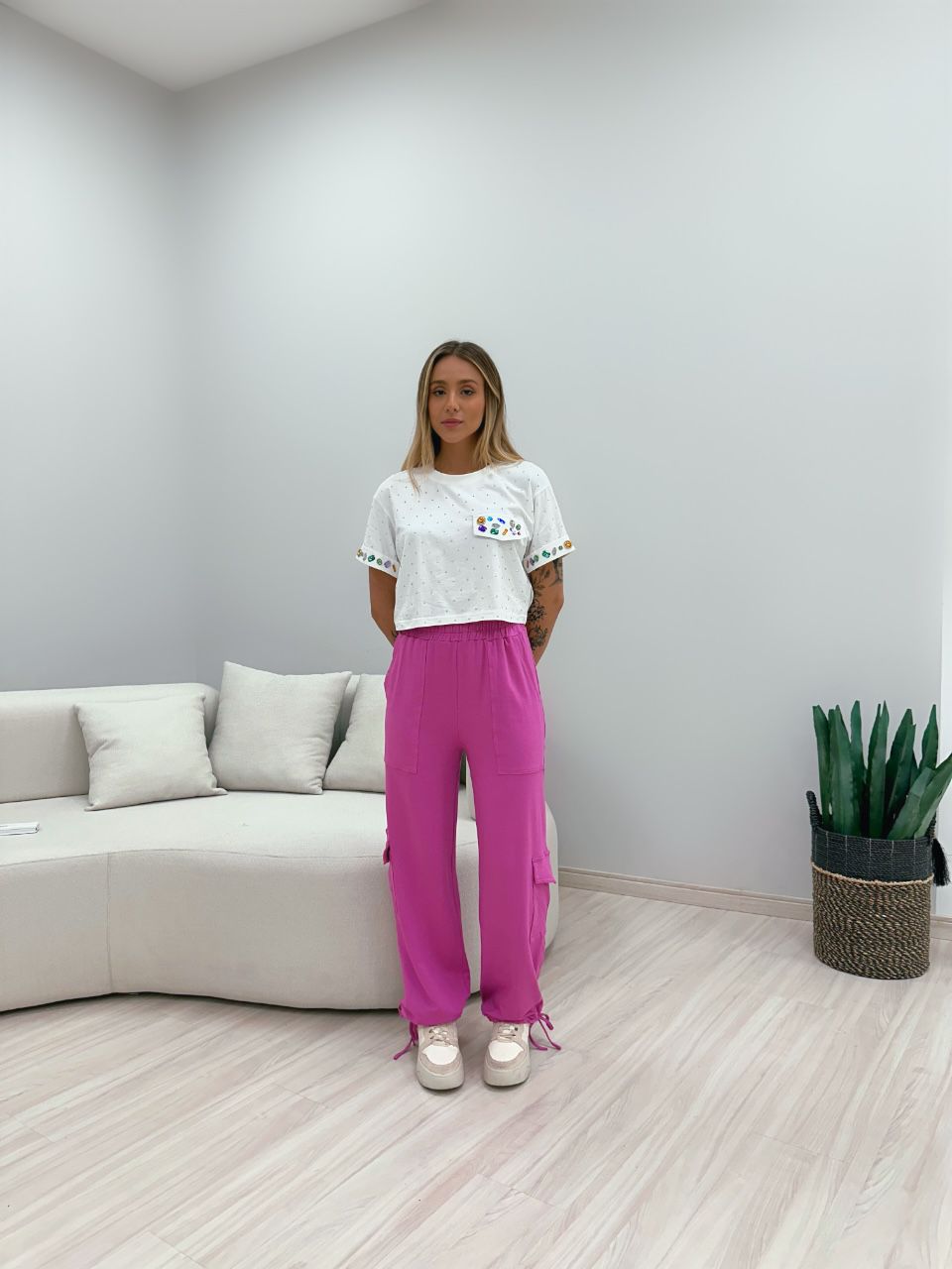 CALÇA PARACHUTE MOLETINHO LILÁS - 0048800065 - CAROLLA FERRARO