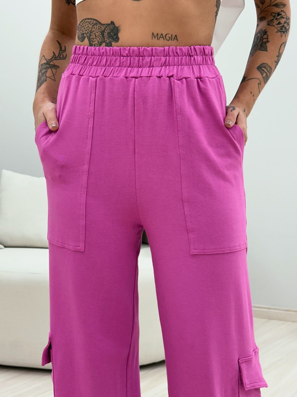 CALÇA PARACHUTE MOLETINHO LILÁS