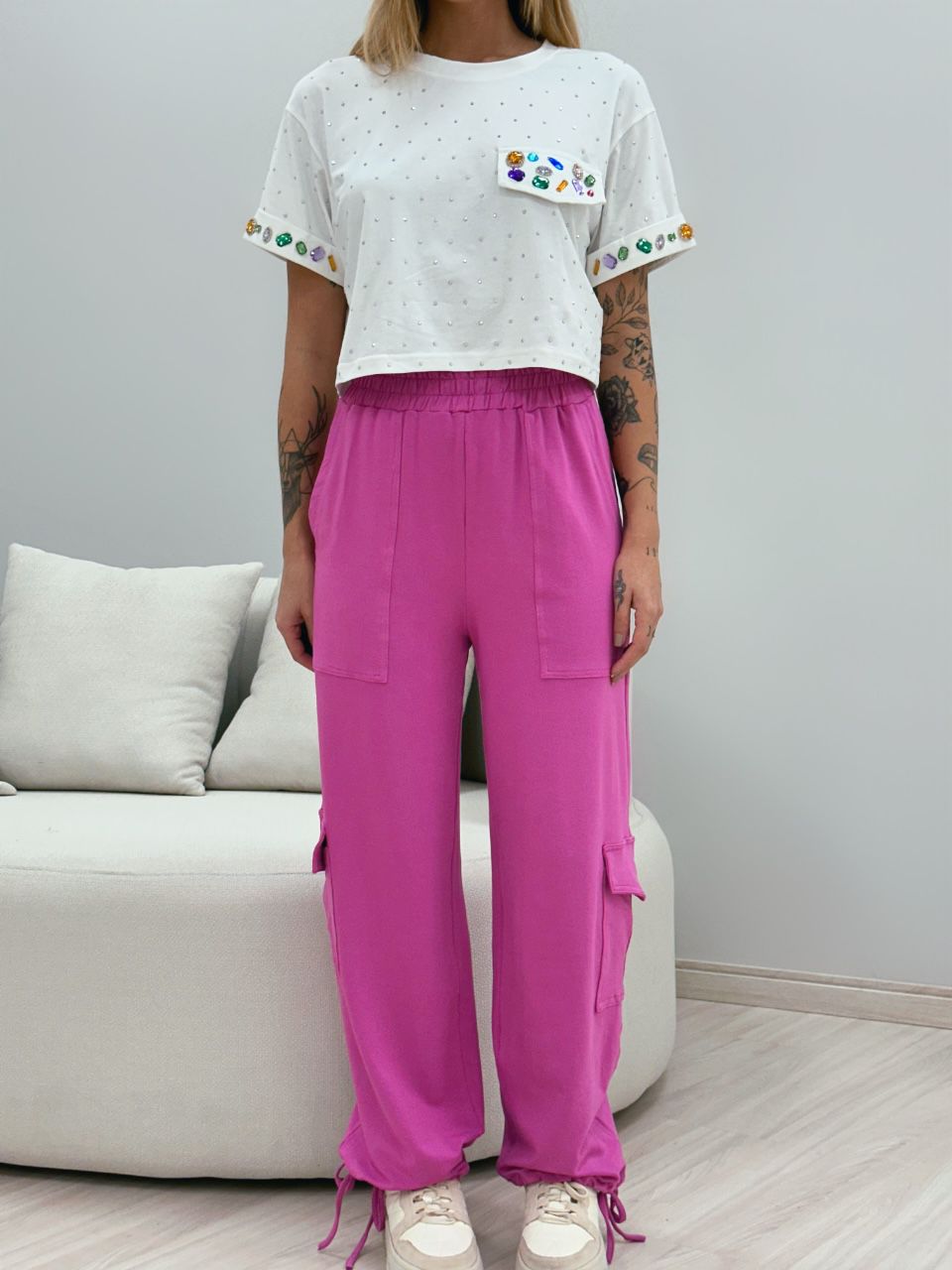 CALÇA PARACHUTE MOLETINHO LILÁS