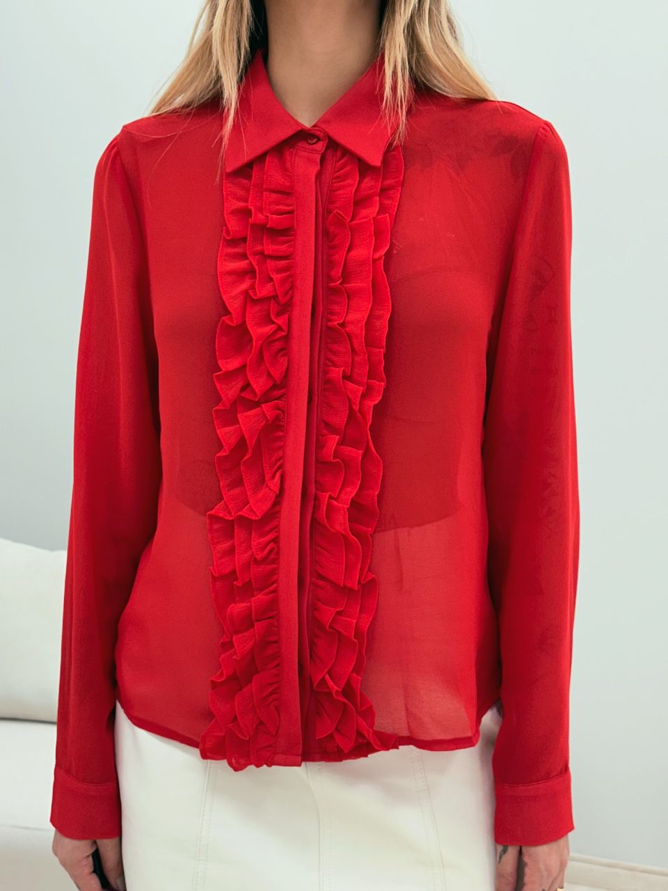 CAMISA YASMIN BABADO VERMELHO