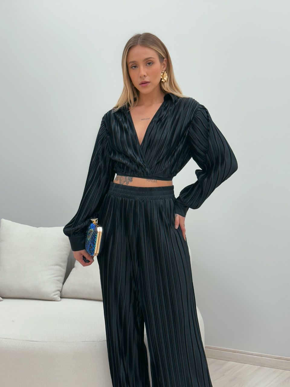 CONJUNTO CAMILA PLISSADO PRETO