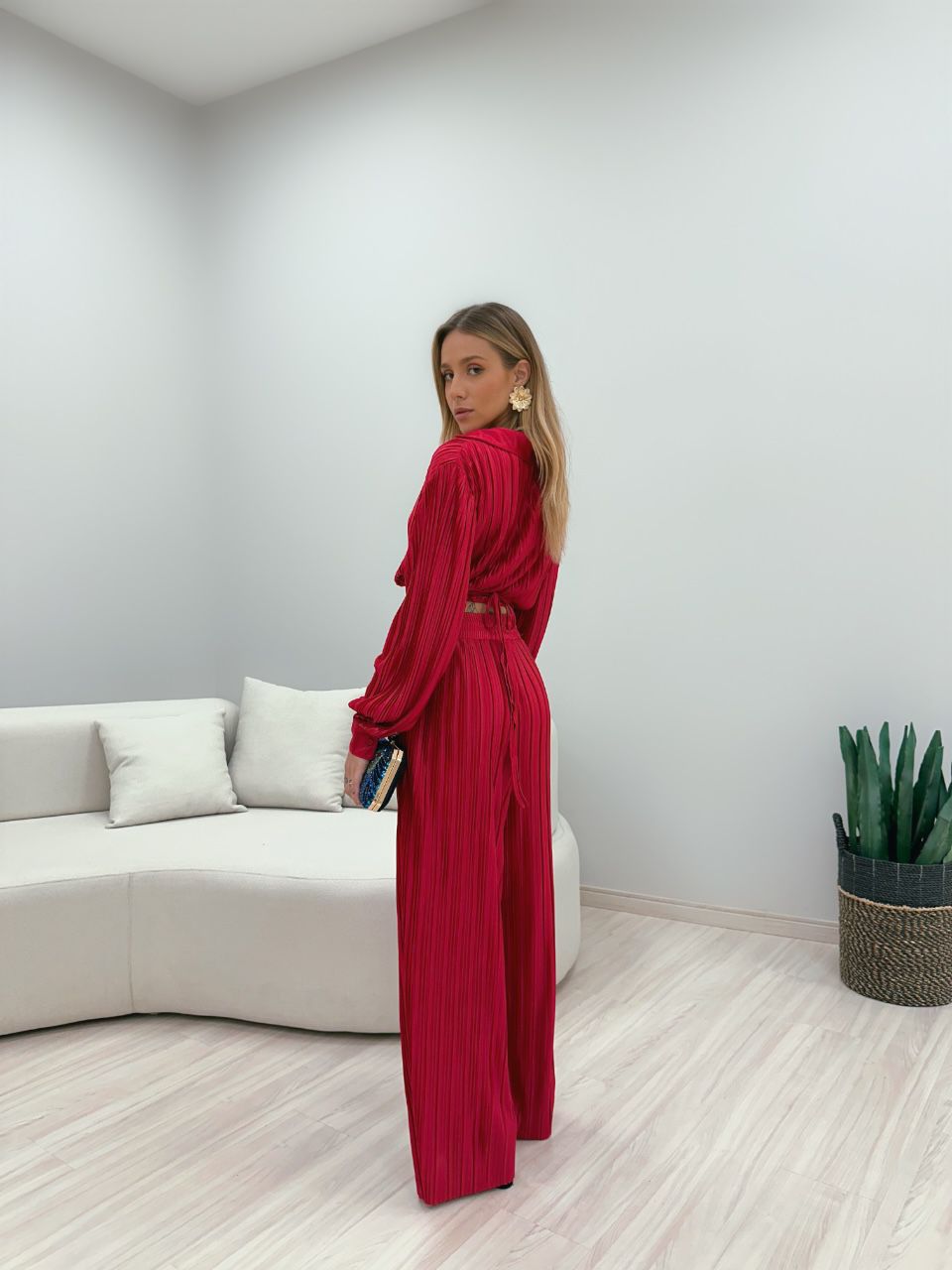 CONJUNTO CAMILA PLISSADO VERMELHO