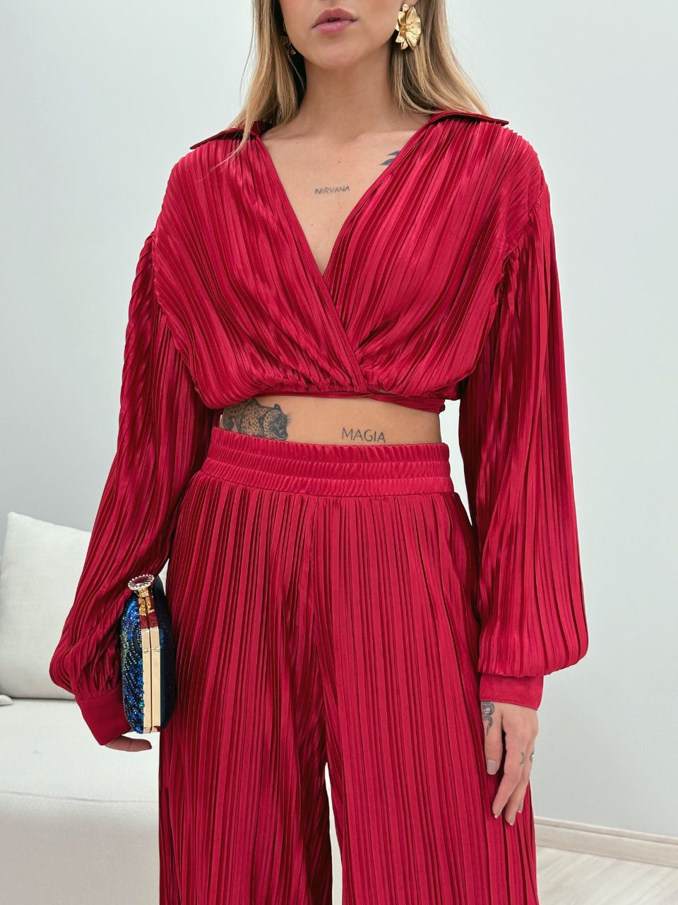 CONJUNTO CAMILA PLISSADO VERMELHO