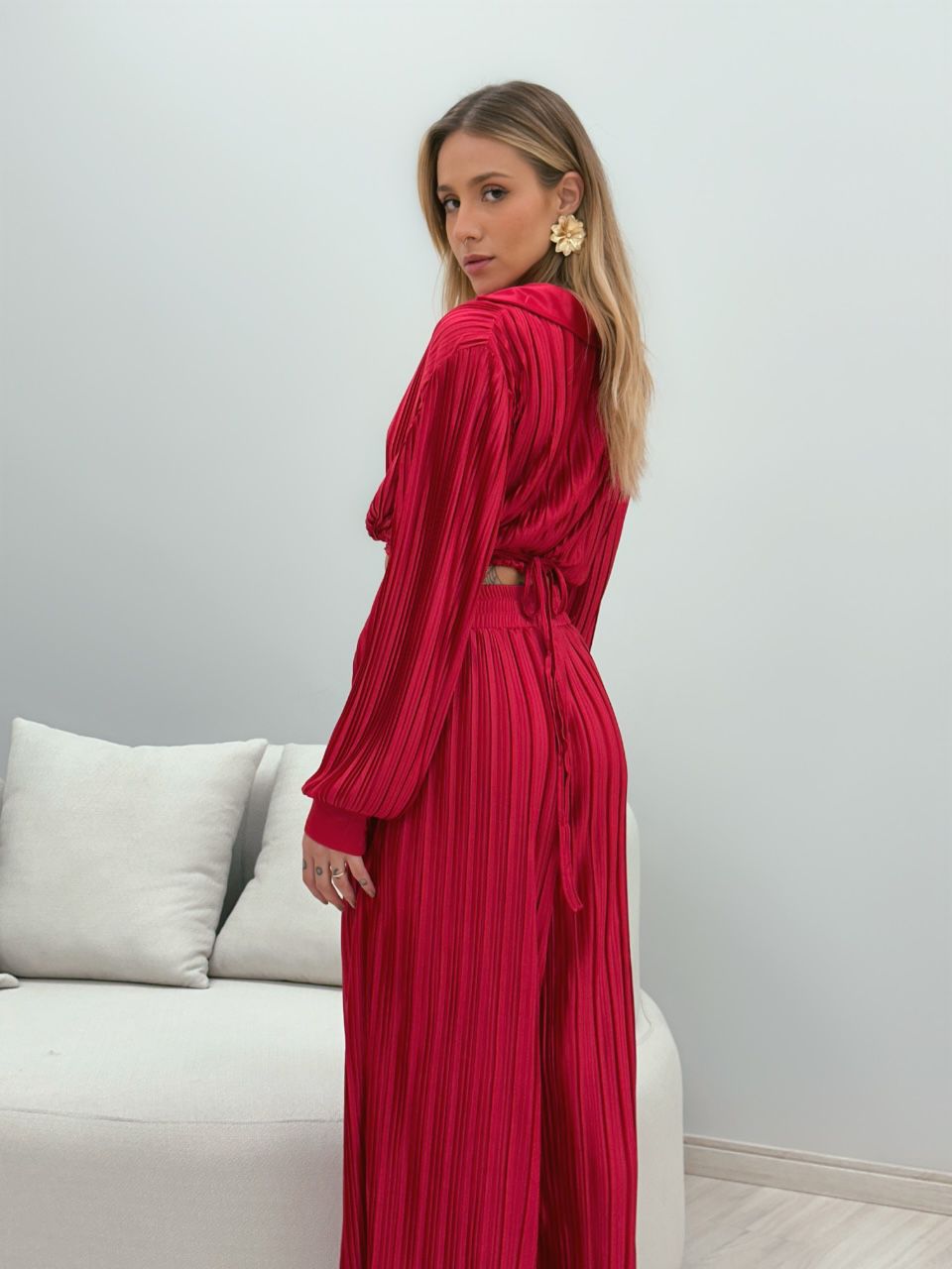 CONJUNTO CAMILA PLISSADO VERMELHO
