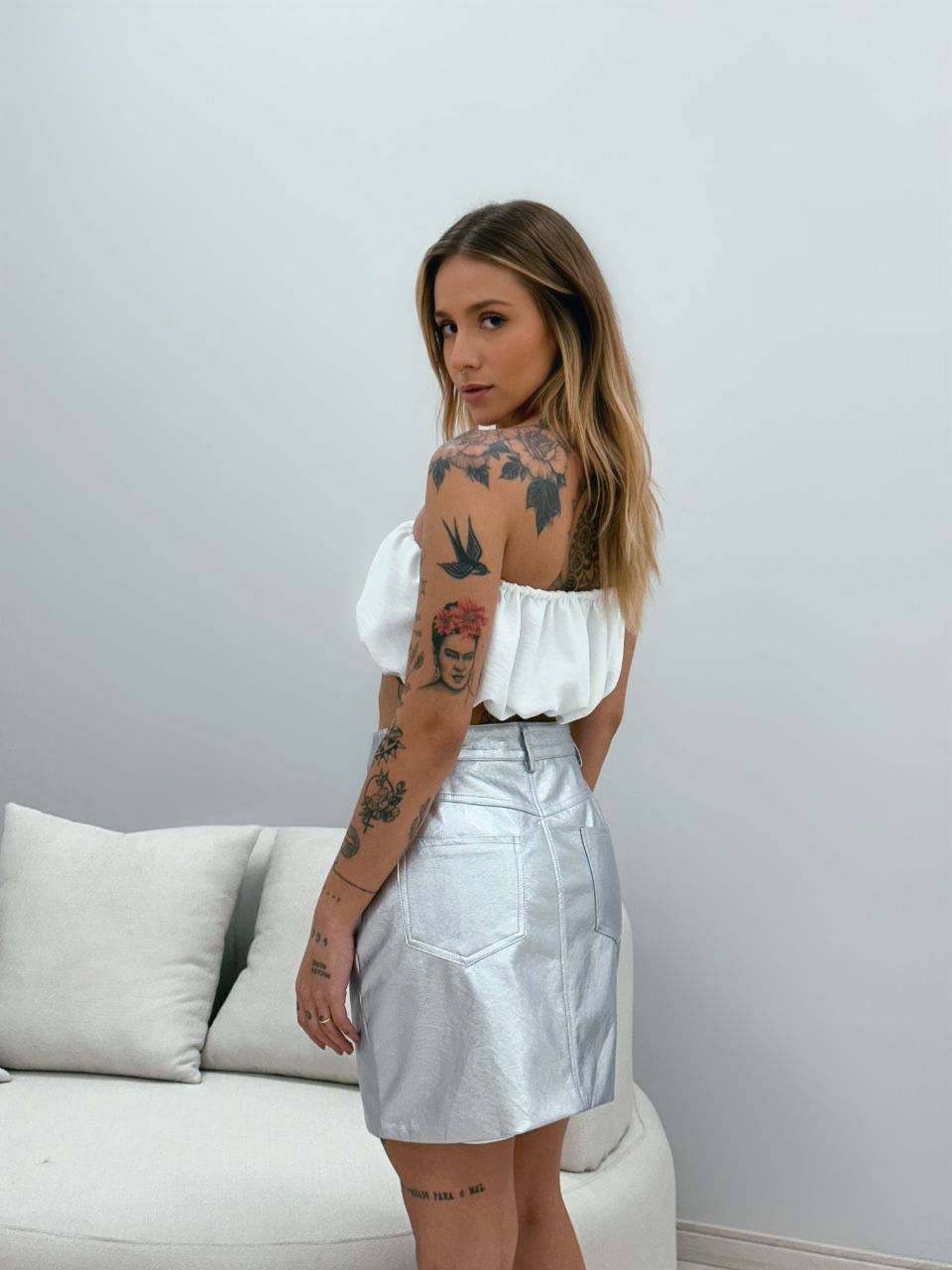 SAIA MARIANE COURO FAKE PRATA