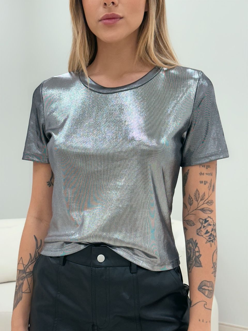 T-SHIRT METALIZADA CHUMBO