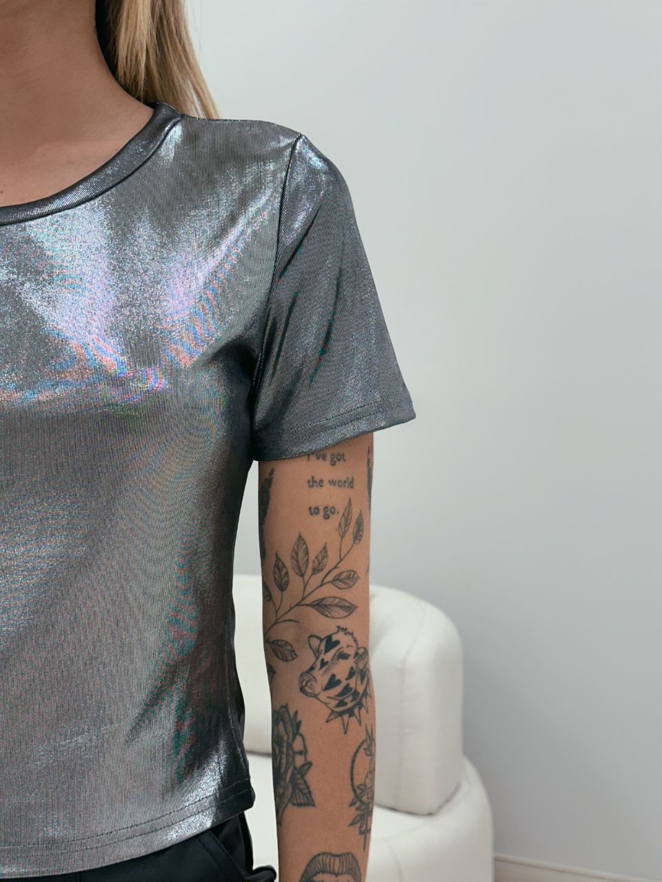 T-SHIRT METALIZADA CHUMBO