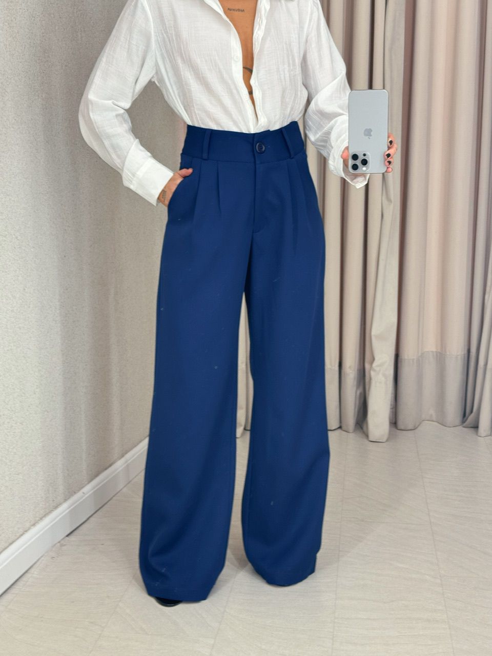CALÇA BETÂNIA PANTALONA MARINHO - 0061500055 - CAROLLA FERRARO