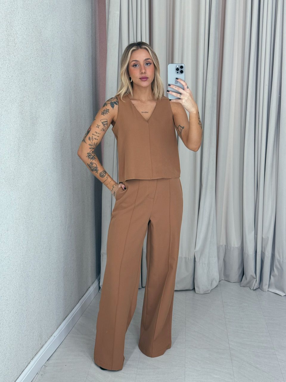 CONJUNTO LETICIA CALÇA CARAMELO