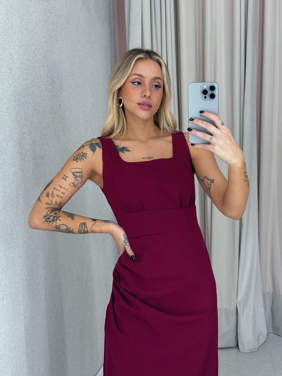 VESTIDO LIGIA DRAPEADO CHERRY RED