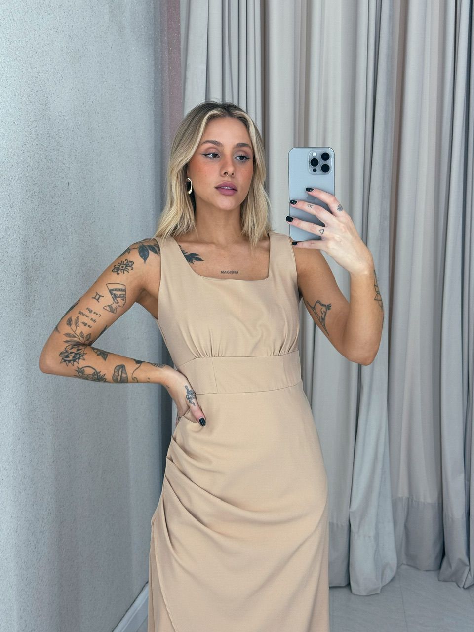 VESTIDO LIGIA DRAPEADO NUDE