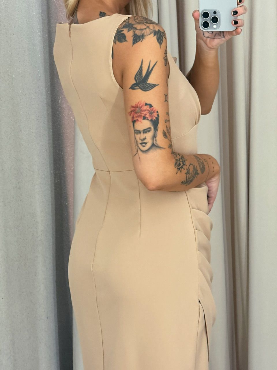 VESTIDO LIGIA DRAPEADO NUDE