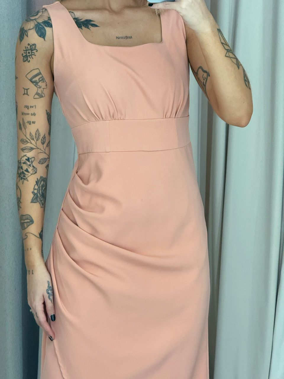 VESTIDO LIGIA DRAPEADO PÊSSEGO