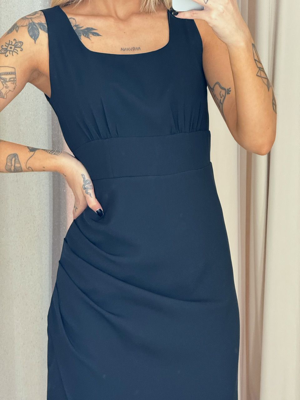 VESTIDO LIGIA DRAPEADO PRETO
