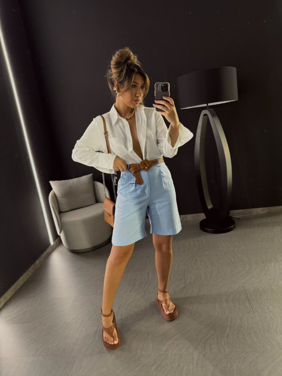 BERMUDA ELOÁ LINHO AZUL CLARO