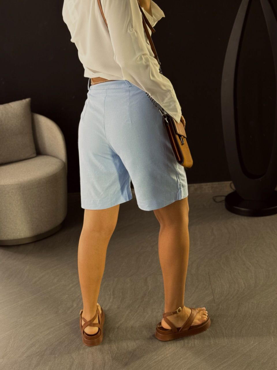 BERMUDA ELOÁ LINHO AZUL CLARO