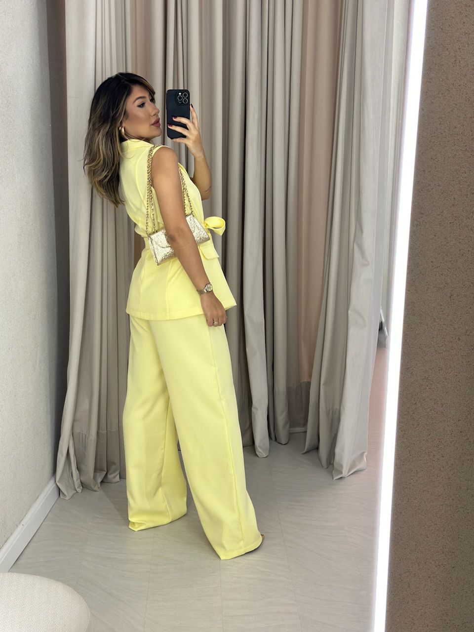 CONJUNTO CF COLETE CALÇA AMARELO