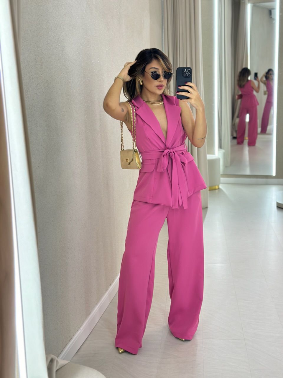CONJUNTO CF COLETE CALÇA ROSA