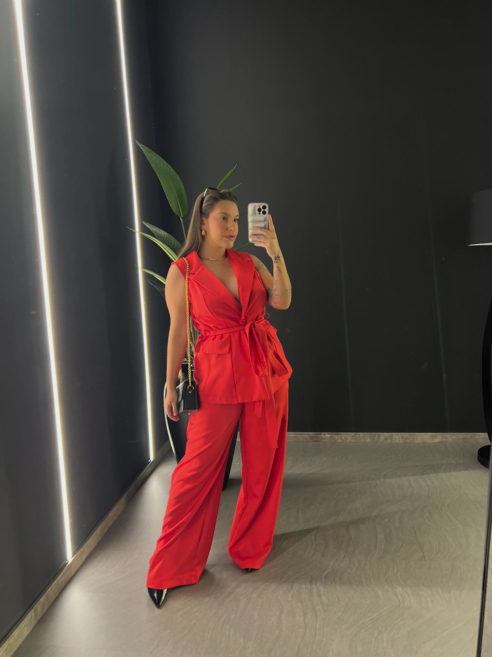 CONJUNTO CF COLETE CALÇA VERMELHO