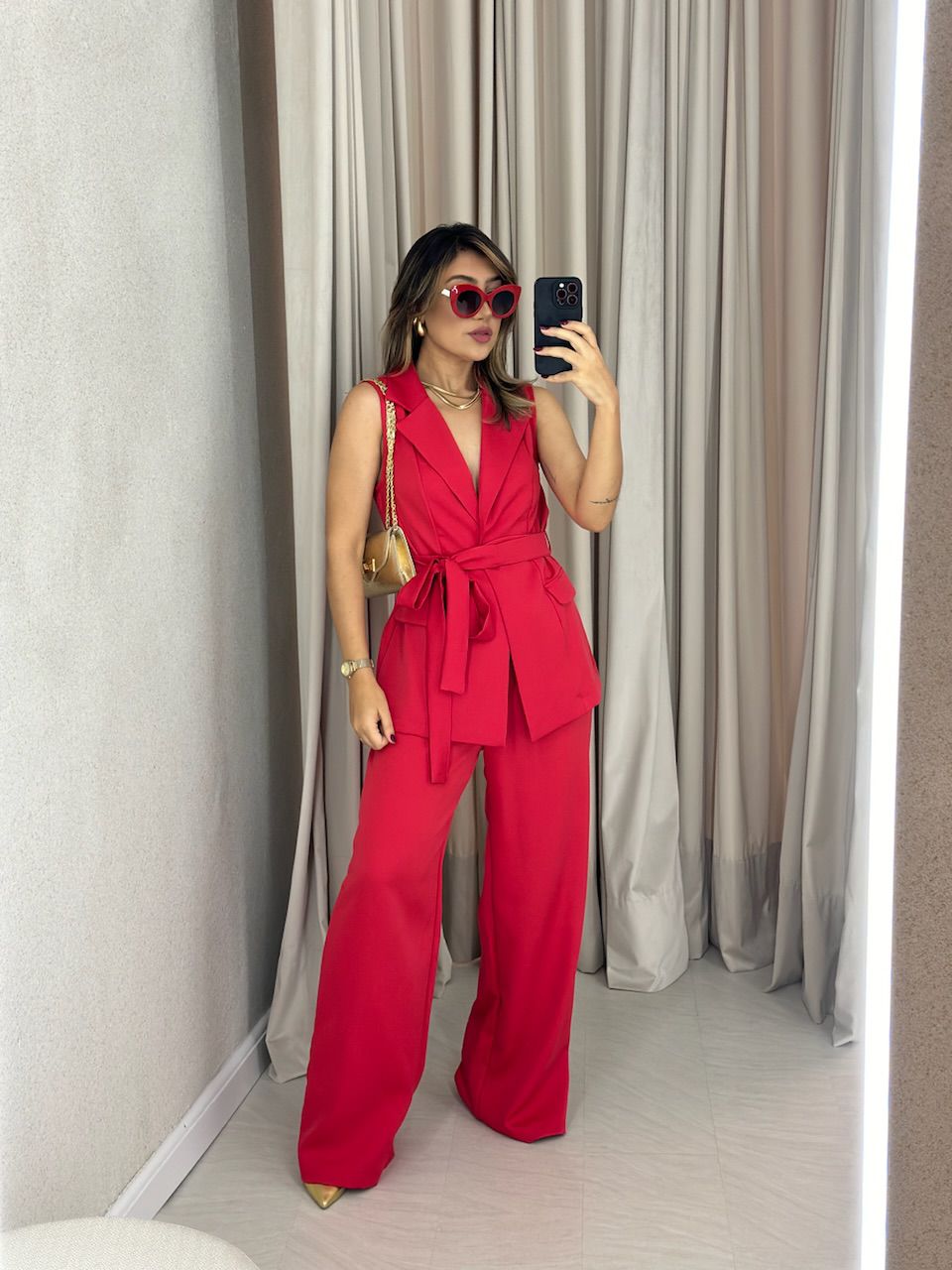 CONJUNTO CF COLETE CALÇA VERMELHO - 0049840006 - CAROLLA FERRARO