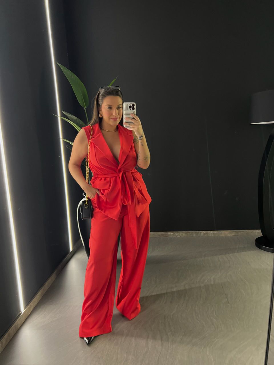 CONJUNTO CF COLETE CALÇA VERMELHO