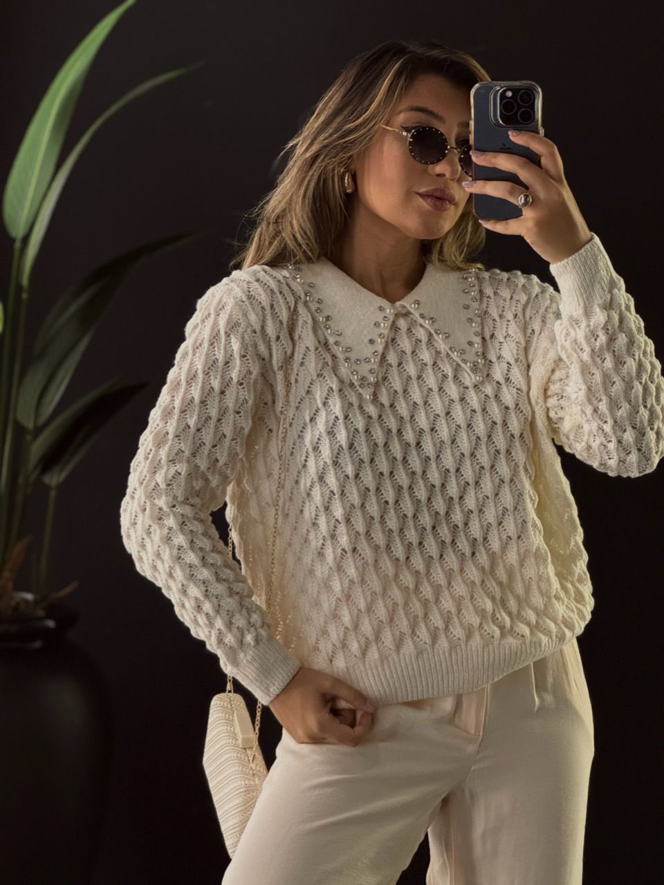 SUÉTER GOLA STRASS OFF - 0049830048 - CAROLLA FERRARO