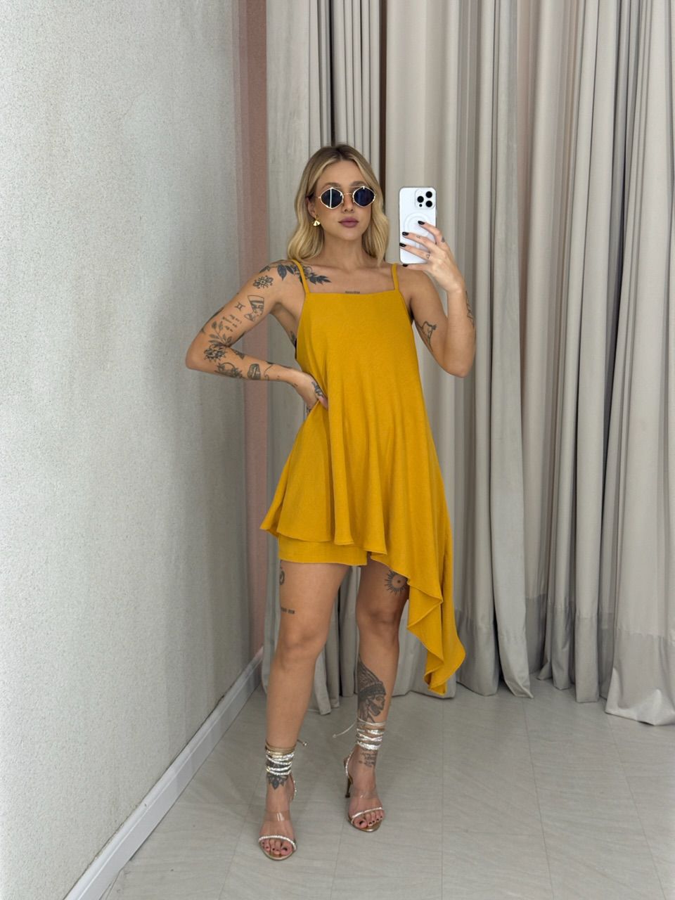 BLUSA ELOA CF ASSIMÉTRICA mostarda - 0062420051 - CAROLLA FERRARO