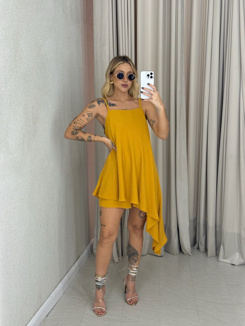 BLUSA ELOA CF ASSIMÉTRICA mostarda