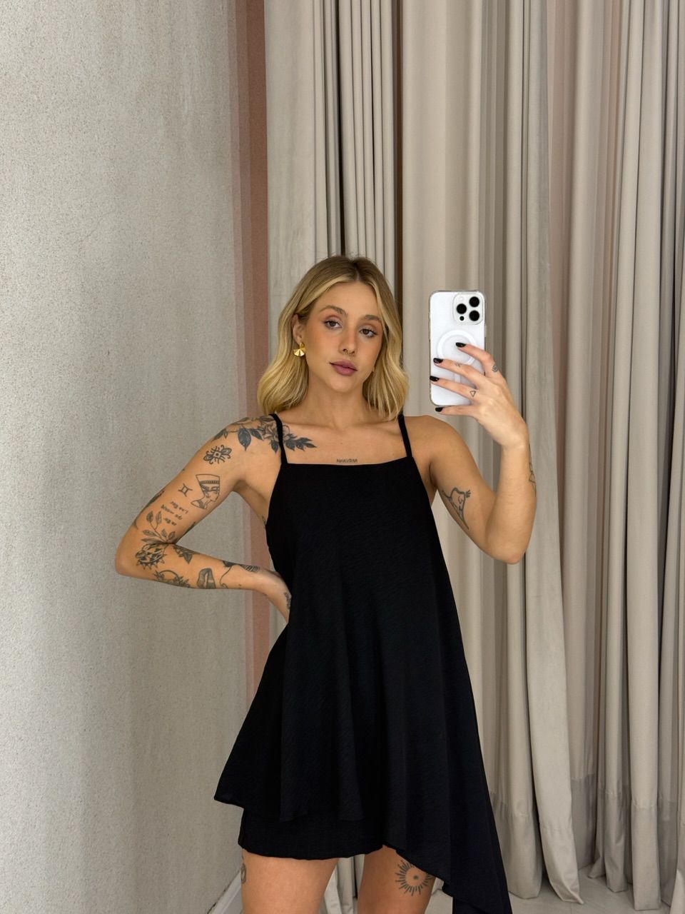 BLUSA ELOA CF ASSIMÉTRICA Preta - 0062420033 - CAROLLA FERRARO