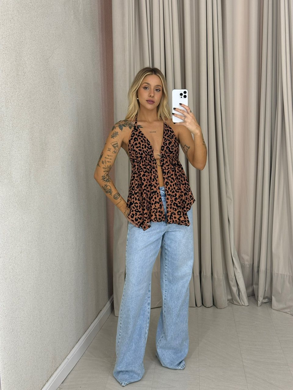 BLUSA GIOVANA ONÇA CARAMELO