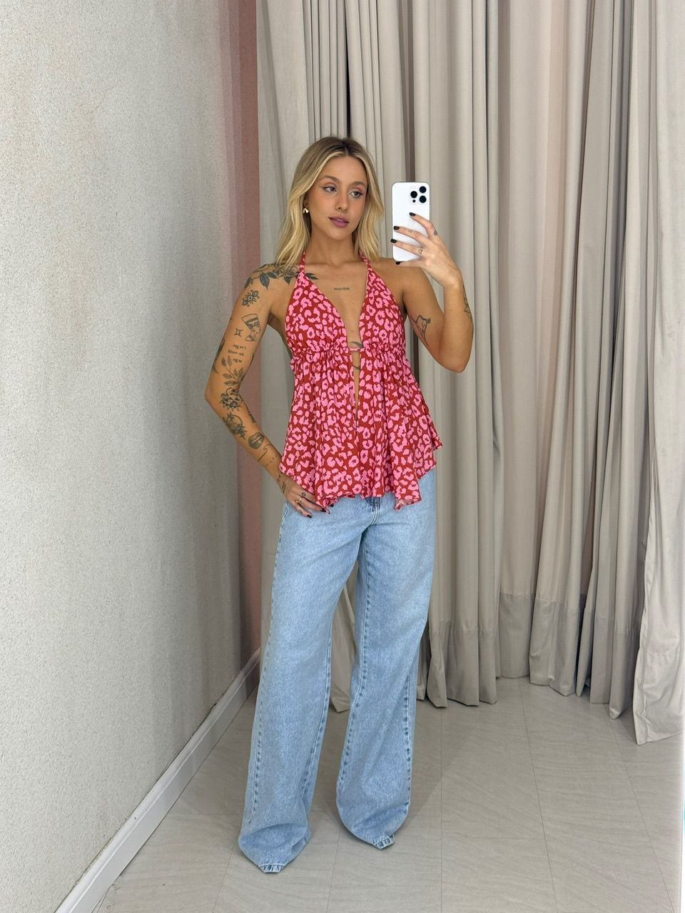 BLUSA GIOVANA ONÇA VERMELHA