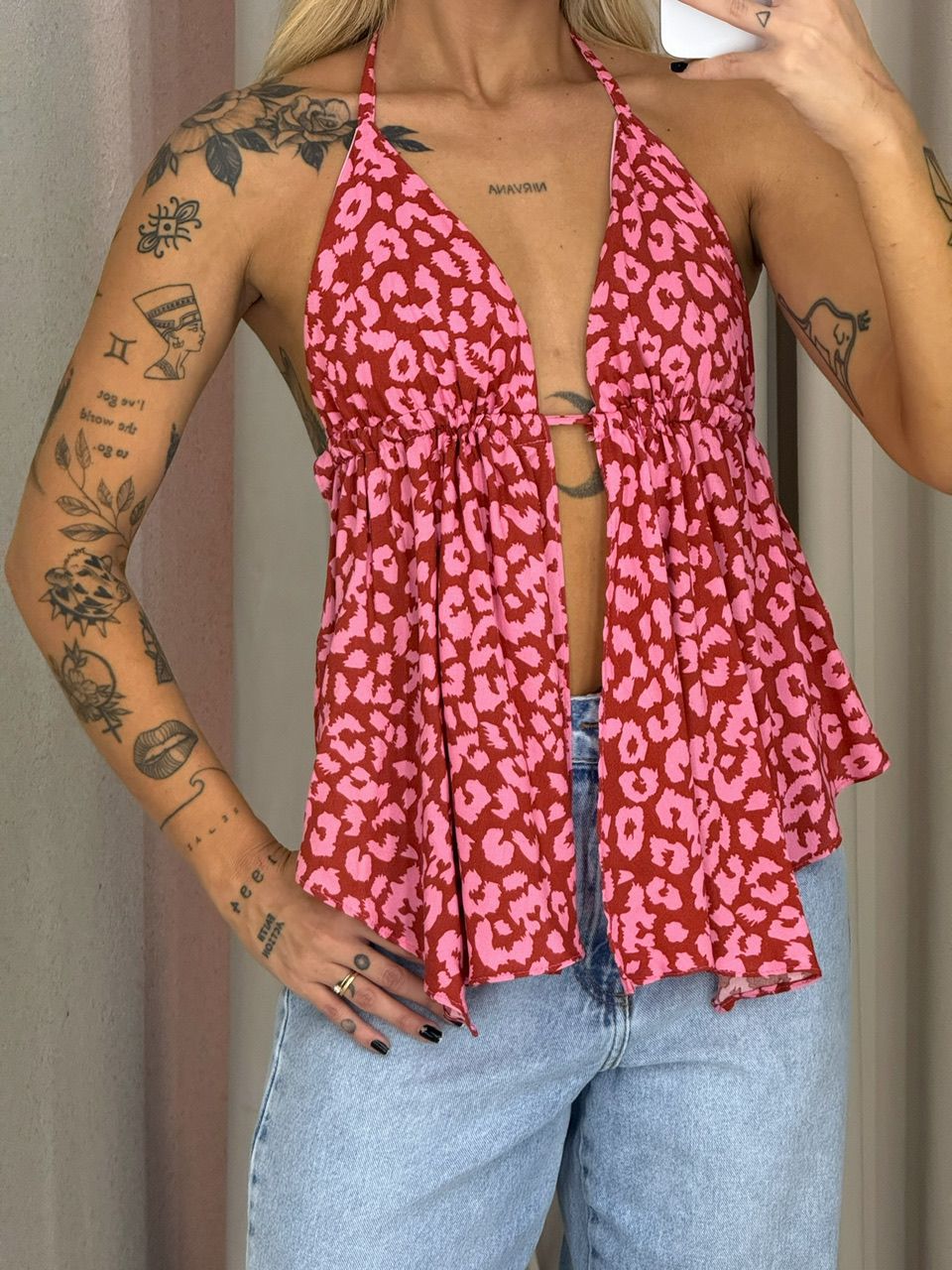 BLUSA GIOVANA ONÇA VERMELHA