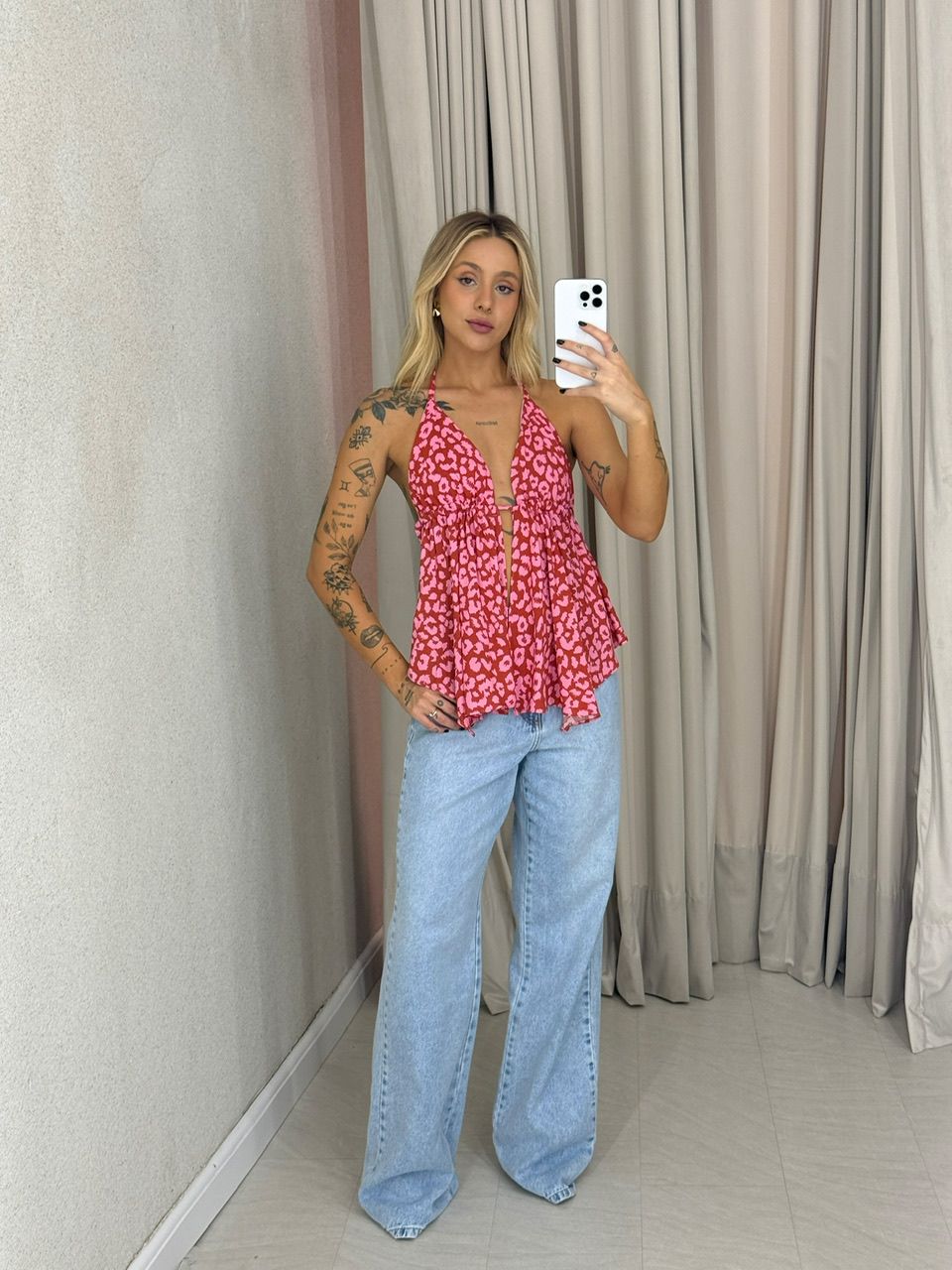 BLUSA GIOVANA ONÇA VERMELHA