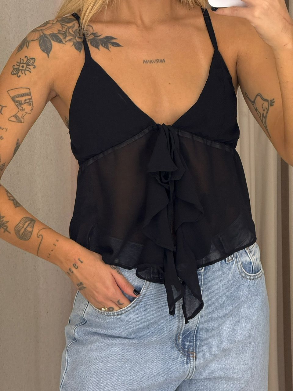 BLUSA MARIA EDUARDA ALÇA PRETA