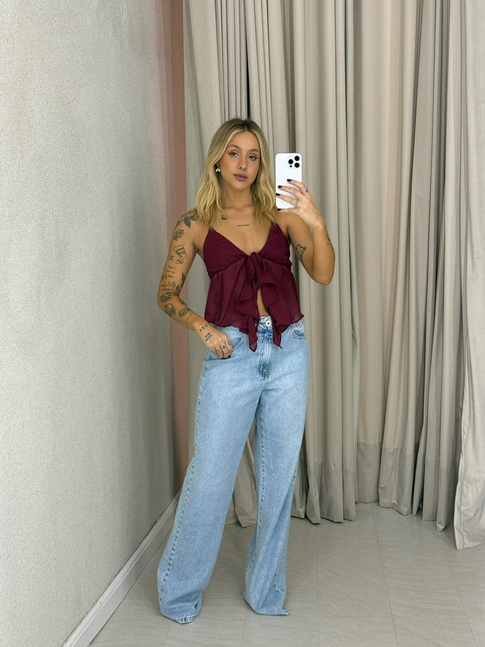 BLUSA MARIA EDUARDA ALÇA VINHO