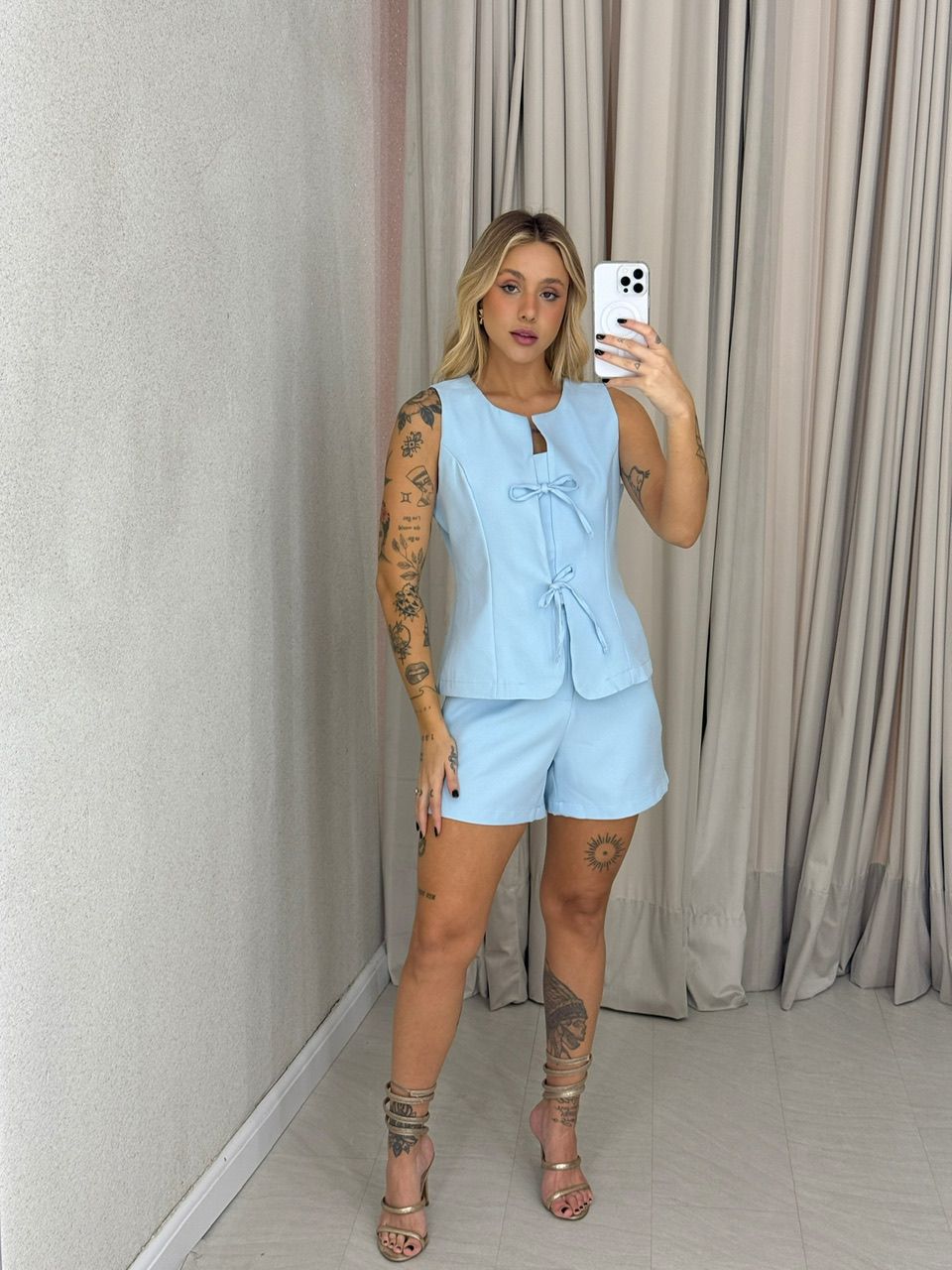 CONJUNTO LUARA SHORT BABY BLUE - 0062310365 - CAROLLA FERRARO