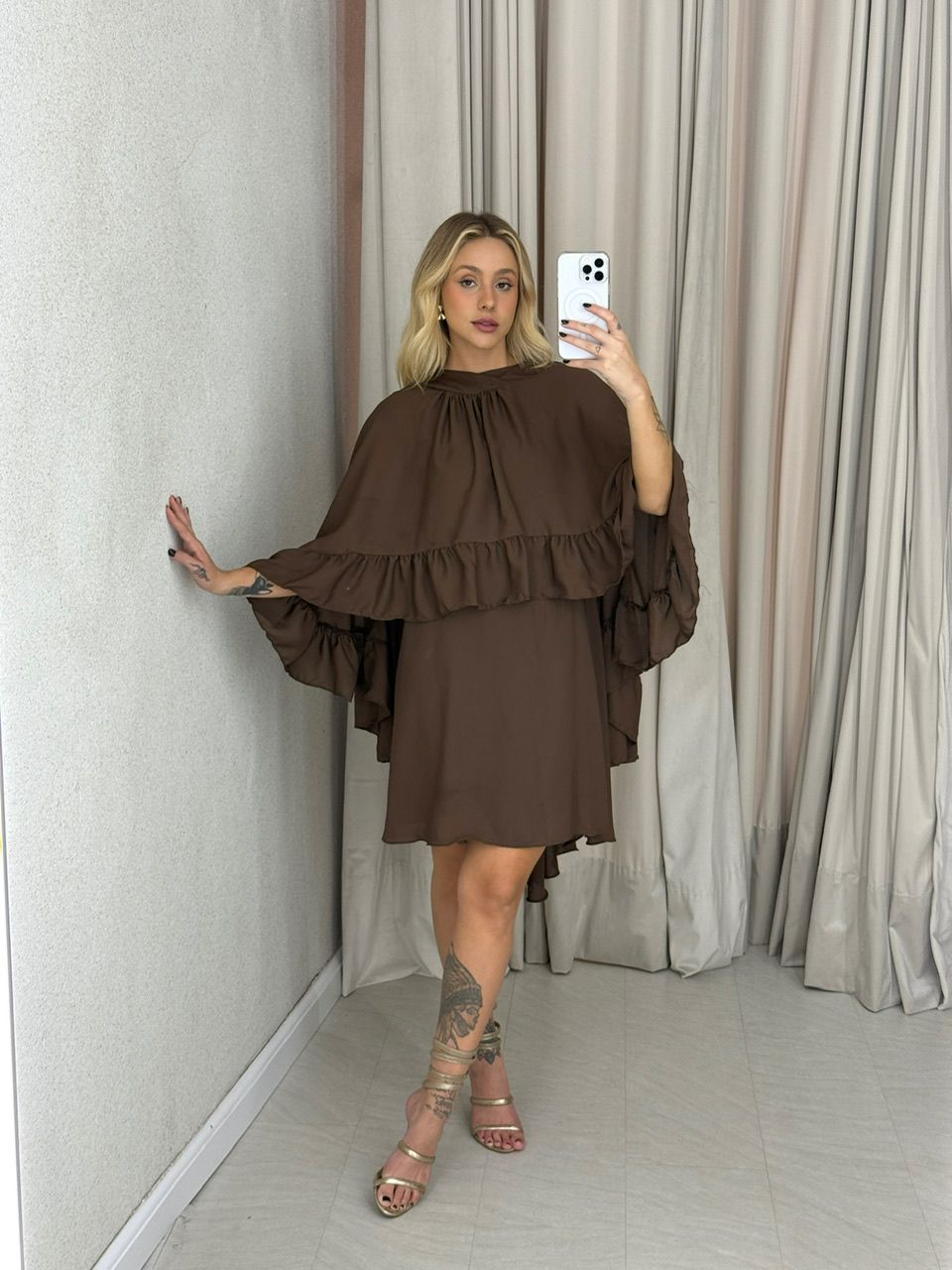 VESTIDO ELAINE CAPA Marrom