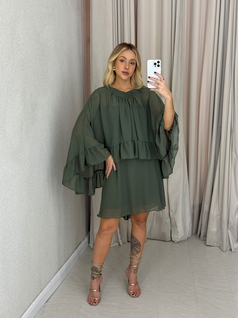 VESTIDO ELAINE CAPA MILITAR - 0062330254 - CAROLLA FERRARO