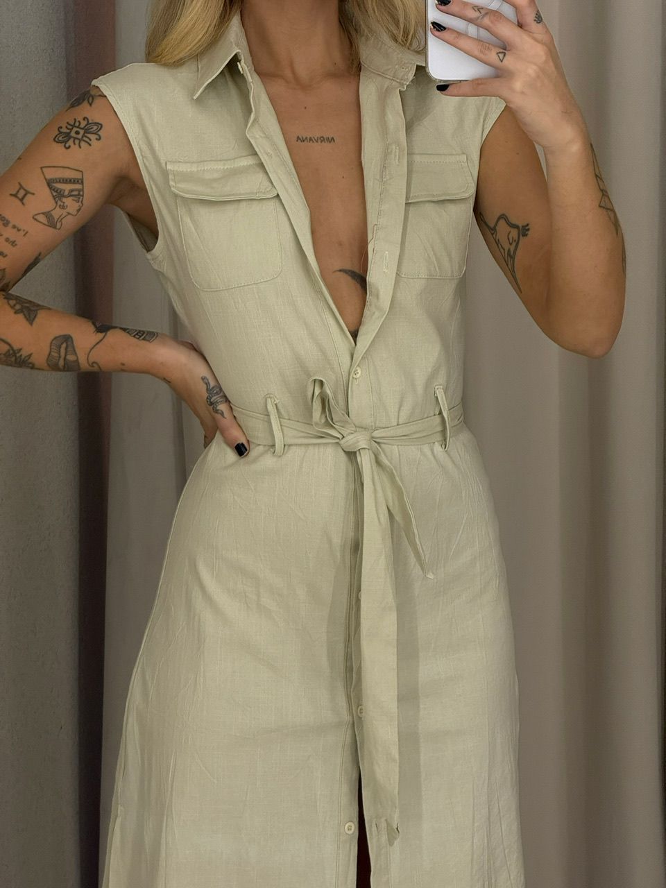 VESTIDO THAMIRES BOTÕES MARFIM